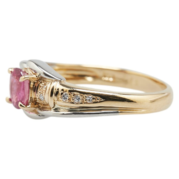 K18YG イエローゴールド Pt900 プラチナ コンビ ルビー0.45ct ダイヤ0.06ct リング 指輪 レディース 11.5号 【中古】