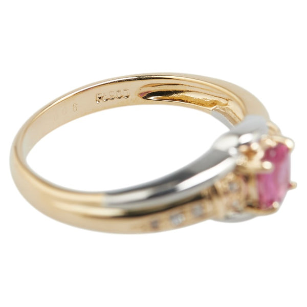 K18YG イエローゴールド Pt900 プラチナ コンビ ルビー0.45ct ダイヤ0.06ct リング 指輪 レディース 11.5号 【中古】