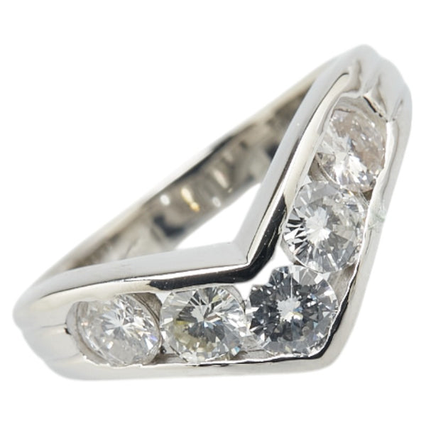 Pt900 プラチナ ダイヤ1.00ct V字 リング 指輪 レディース 11.5号 【中古】
