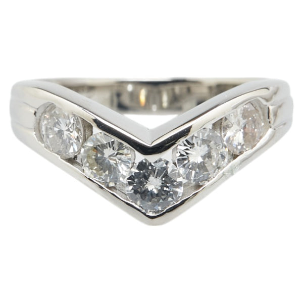 Pt900 プラチナ ダイヤ1.00ct V字 リング 指輪 レディース 11.5号 【中古】