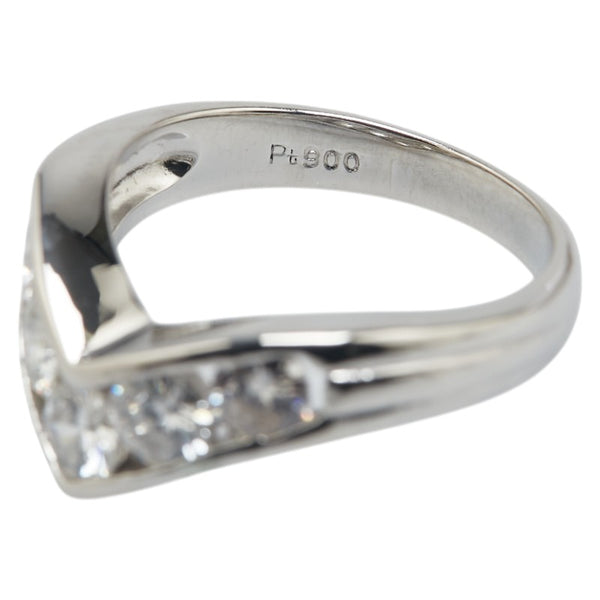 Pt900 プラチナ ダイヤ1.00ct V字 リング 指輪 レディース 11.5号 【中古】