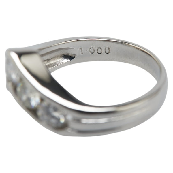 Pt900 プラチナ ダイヤ1.00ct V字 リング 指輪 レディース 11.5号 【中古】