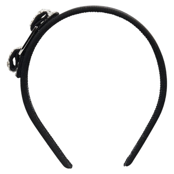 サルヴァトーレフェラガモ ヴァラリボン ビジュー カチューシャ ブラック シルバー ナイロン メタル レディース Salvatore Ferragamo 【中古】