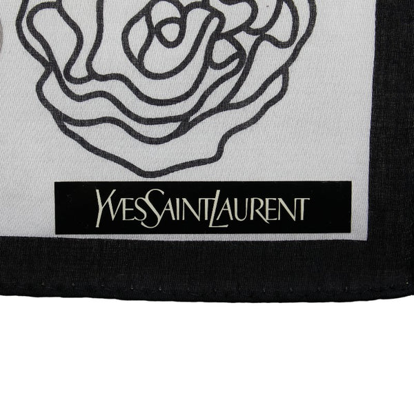 サンローラン YSLロゴ バラ スカーフ ハンカチ ホワイト マルチカラー コットン レディース SAINT LAURENT 【中古】