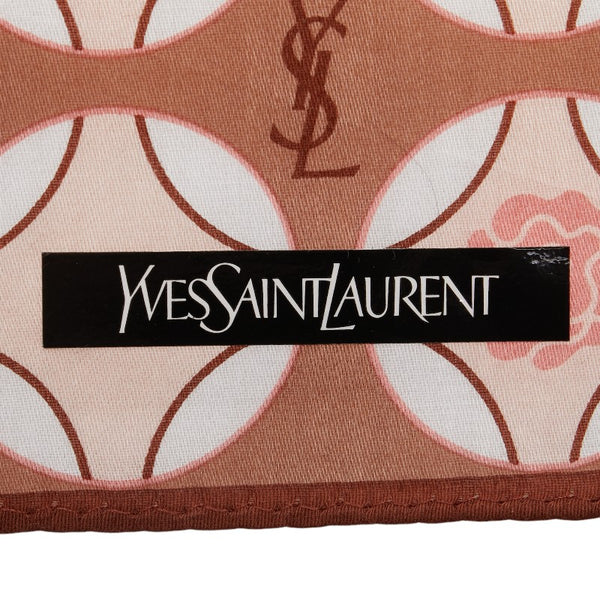 サンローラン YSLロゴ バラ スカーフ ハンカチ ブラウン マルチカラー コットン レディース SAINT LAURENT 【中古】