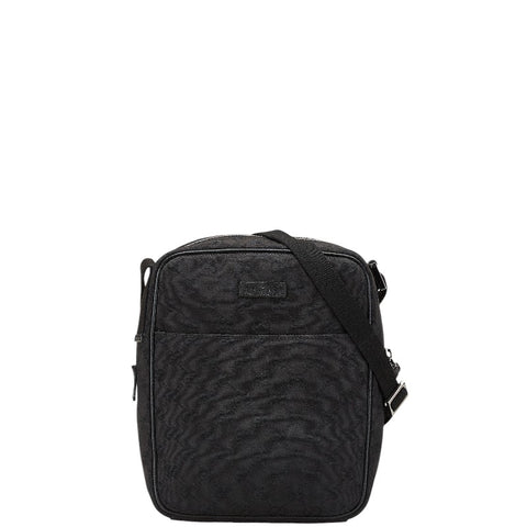 グッチ GGキャンバス 斜め掛け ショルダーバッグ 122759 ブラック キャンバス レザー レディース GUCCI 【中古】