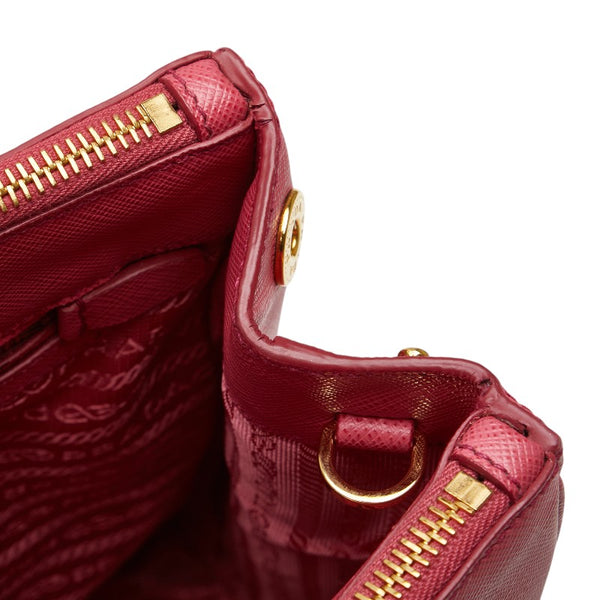 プラダ 三角ロゴプレート ハンドバッグ ショルダーバッグ 2WAY 1BA274 ピンク サフィアーノ レザー レディース PRADA 【中古】
