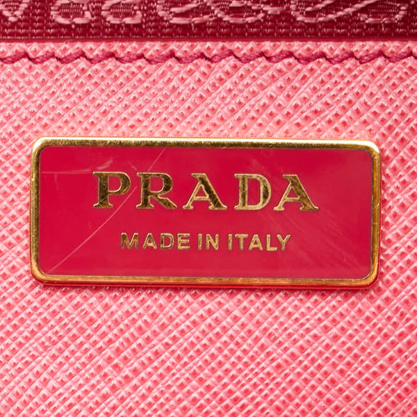 プラダ 三角ロゴプレート ハンドバッグ ショルダーバッグ 2WAY 1BA274 ピンク サフィアーノ レザー レディース PRADA 【中古】