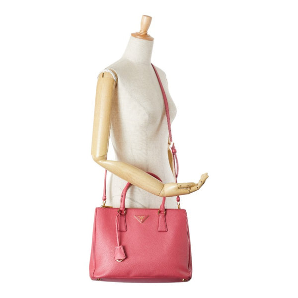 プラダ 三角ロゴプレート ハンドバッグ ショルダーバッグ 2WAY 1BA274 ピンク サフィアーノ レザー レディース PRADA 【中古】