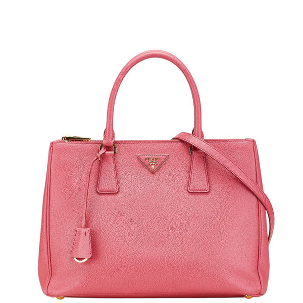 プラダ 三角ロゴプレート ハンドバッグ ショルダーバッグ 2WAY 1BA274 ピンク サフィアーノ レザー レディース PRADA 【中古】