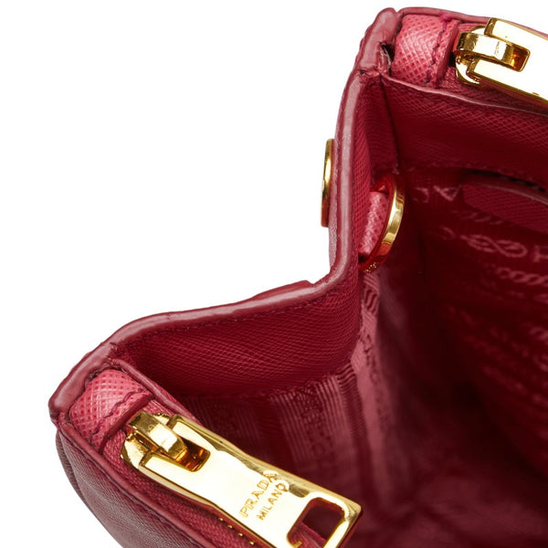 プラダ 三角ロゴプレート ハンドバッグ ショルダーバッグ 2WAY 1BA274 ピンク サフィアーノ レザー レディース PRADA 【中古】