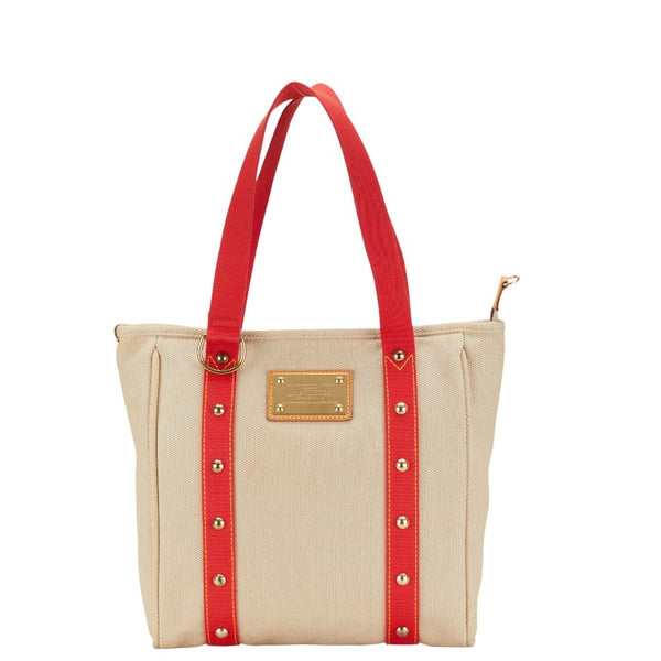ルイ ヴィトン アンティグア カバMM トートバッグ ショルダーバッグ M40035 ベージュ レッド キャンバス レザー レディース LOUIS VUITTON 【中古】