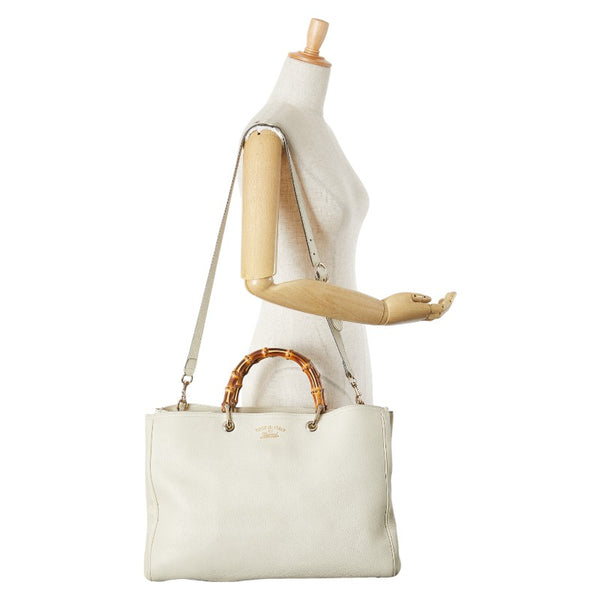 グッチ バンブー ハンドバッグ ショルダーバッグ 2WAY 323658 ベージュ ブラウン レザー レディース GUCCI 【中古】