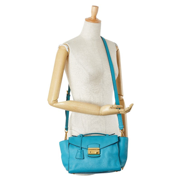 プラダ ハンドバッグ ショルダーバッグ 2WAY ブルー レザー レディース PRADA 【中古】