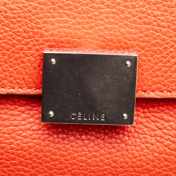 セリーヌ トラペース ハンドバッグ ショルダーバッグ 2WAY オレンジ レザー スエード レディース CELINE 【中古】