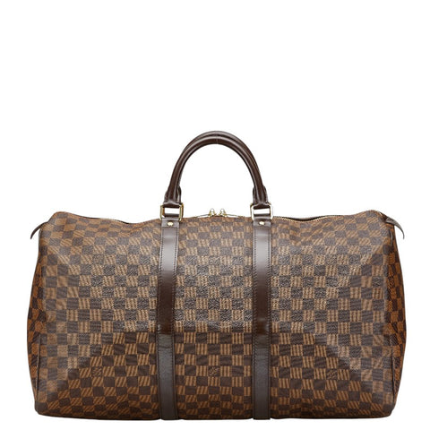 ルイ ヴィトン ダミエ キーポル50 ボストンバッグ トラベルバッグ N41427 ブラウン PVC レザー レディース LOUIS VUITTON 【中古】