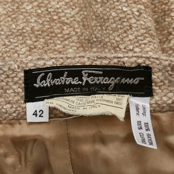サルヴァトーレフェラガモ スカート サイズ：42 ブラウン ウール アルパカ レディース Salvatore Ferragamo 【中古】