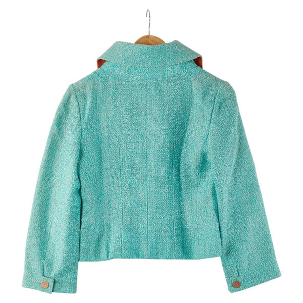 シャネル ジップアップジャケット ツイード サイズ：38 エメラルドグリーン コットン レーヨン レディース CHANEL 【中古】