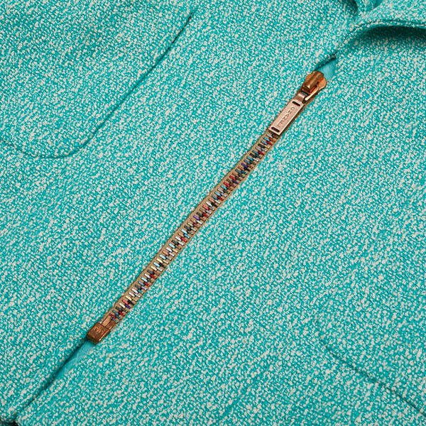 シャネル ジップアップジャケット ツイード サイズ：38 エメラルドグリーン コットン レーヨン レディース CHANEL 【中古】