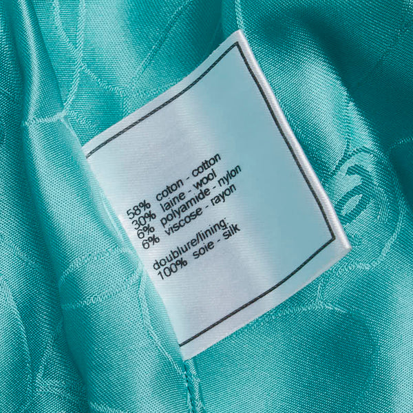 シャネル ジップアップジャケット ツイード サイズ：38 エメラルドグリーン コットン レーヨン レディース CHANEL 【中古】