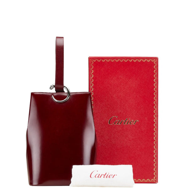 カルティエ パンテール ハンドバッグ ワンショルダーバッグ ワインレッド ボルドー レザー レディース CARTIER 【中古】
