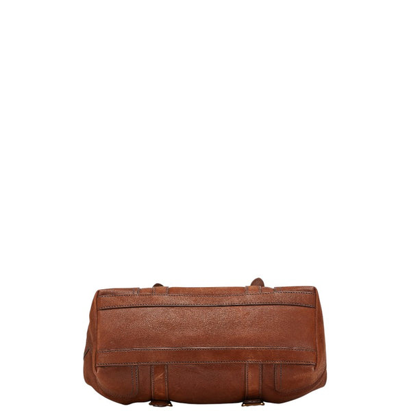 プラダ 三角ロゴプレート ハンドバッグ トートバッグ ブラウン レザー レディース PRADA 【中古】
