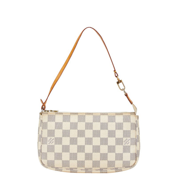 ルイ ヴィトン ダミエ アズール ポシェット アクセソワール アクセサリーポーチ N51986 ホワイト PVC レザー レディース LOUIS VUITTON 【中古】