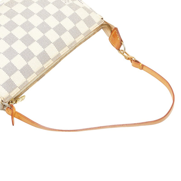 ルイ ヴィトン ダミエ アズール ポシェット アクセソワール アクセサリーポーチ N51986 ホワイト PVC レザー レディース LOUIS VUITTON 【中古】