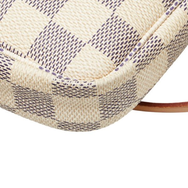 ルイ ヴィトン ダミエ アズール ポシェット アクセソワール アクセサリーポーチ N51986 ホワイト PVC レザー レディース LOUIS VUITTON 【中古】