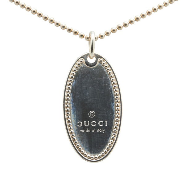 グッチ オーバルプレート ネックレス ボールチェーン SV925 シルバー レディース GUCCI 【中古】