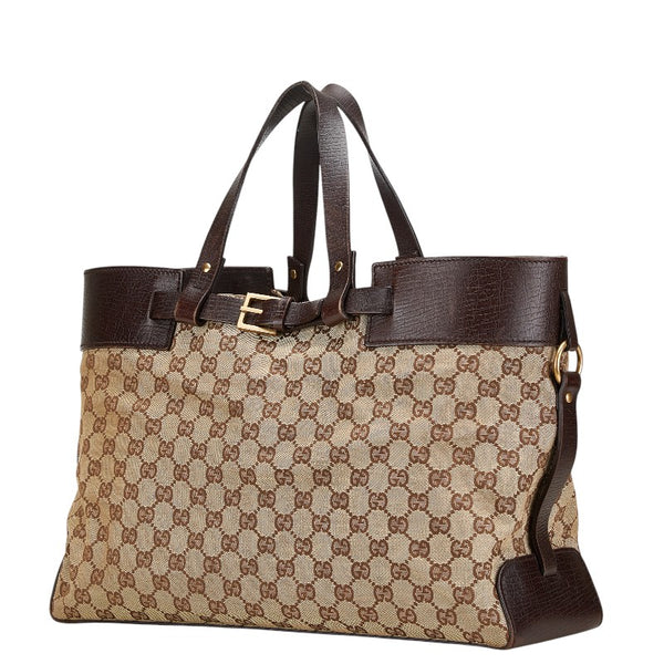 グッチ GGキャンバス ハンドバッグ トートバッグ 106251 ブラウン キャンバス レザー レディース GUCCI 【中古】