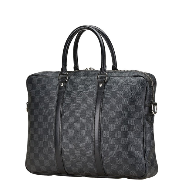 ルイ ヴィトン ダミエ グラフィット ポルトドキュマン ヴォワヤージュPM ハンドバッグ ショルダーバッグ２WAY N41478 ブラック PVC レザー メンズ LOUIS VUITTON 【中古】