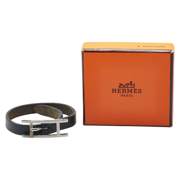 エルメス アピ3 ブレスレット ブラック メタル レザー レディース HERMES 【中古】