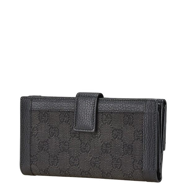 グッチ GGキャンバス 長財布 231839 ブラック キャンバス レザー レディース GUCCI 【中古】