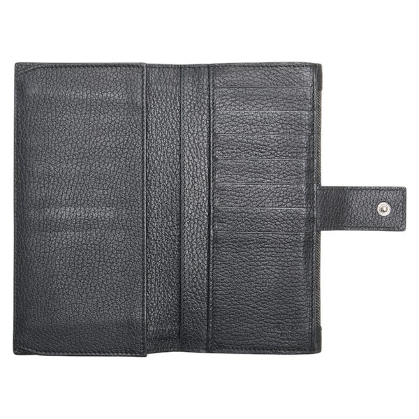 グッチ GGキャンバス 長財布 231839 ブラック キャンバス レザー レディース GUCCI 【中古】