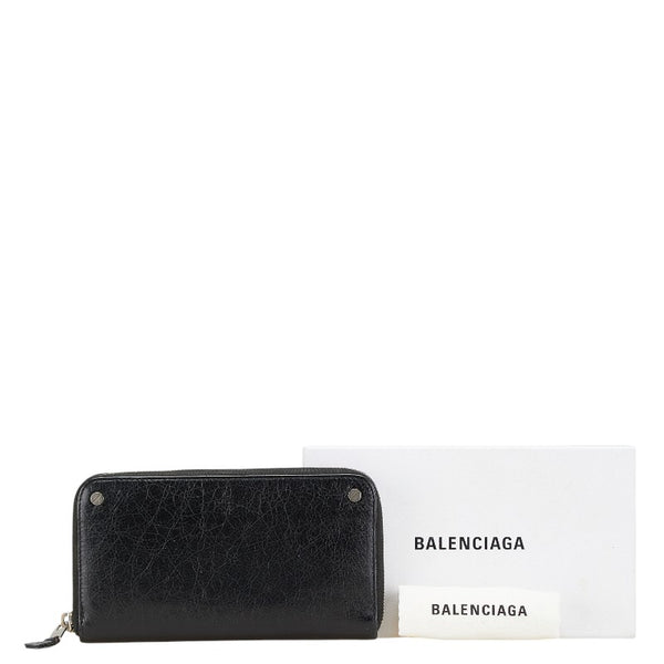 バレンシアガ 長財布 ラウンドファスナー 541996 ブラック シルバー レザー メンズ BALENCIAGA 【中古】