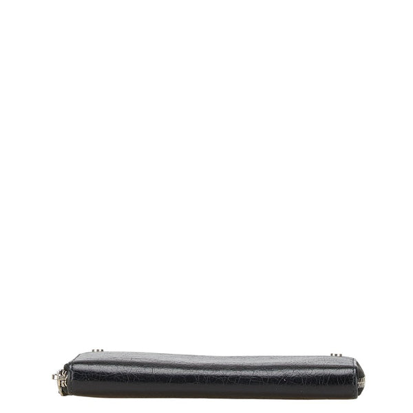 バレンシアガ 長財布 ラウンドファスナー 541996 ブラック シルバー レザー メンズ BALENCIAGA 【中古】