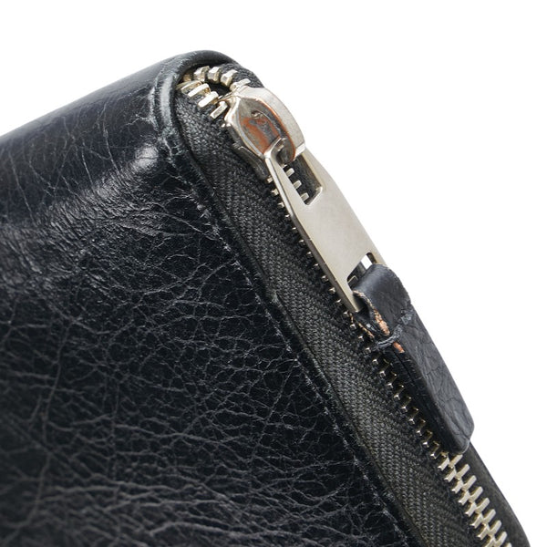 バレンシアガ 長財布 ラウンドファスナー 541996 ブラック シルバー レザー メンズ BALENCIAGA 【中古】