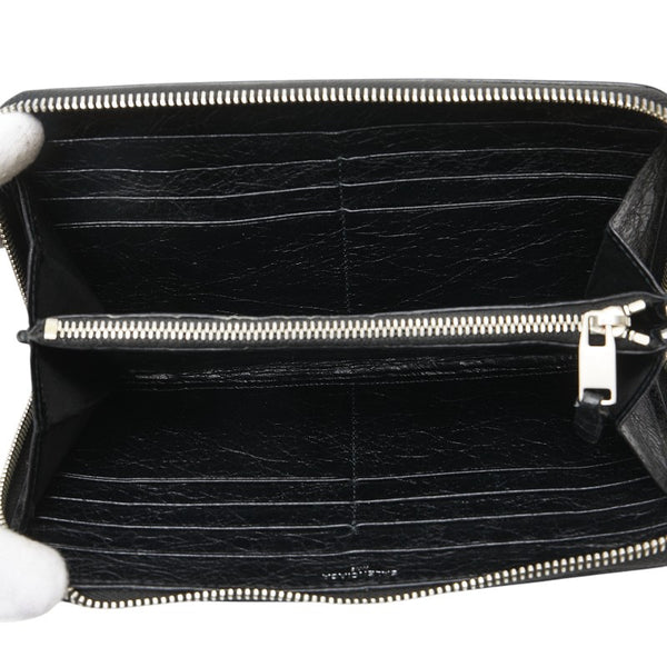 バレンシアガ 長財布 ラウンドファスナー 541996 ブラック シルバー レザー メンズ BALENCIAGA 【中古】