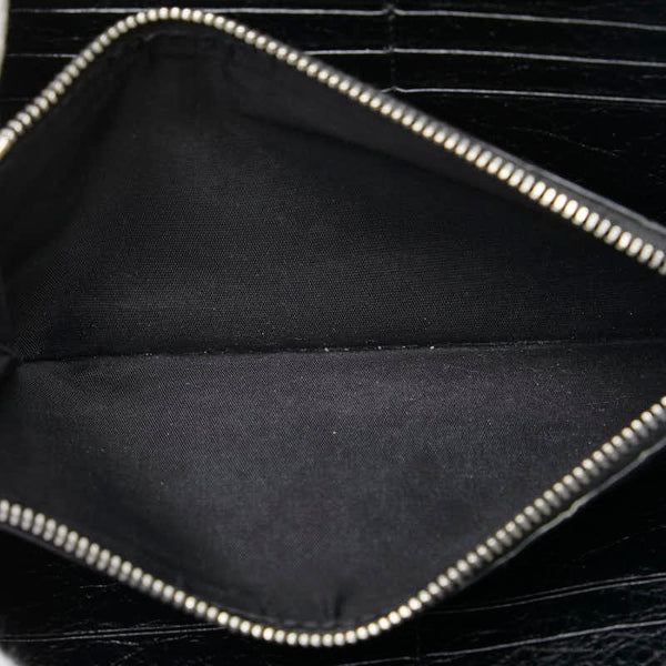 バレンシアガ 長財布 ラウンドファスナー 541996 ブラック シルバー レザー メンズ BALENCIAGA 【中古】