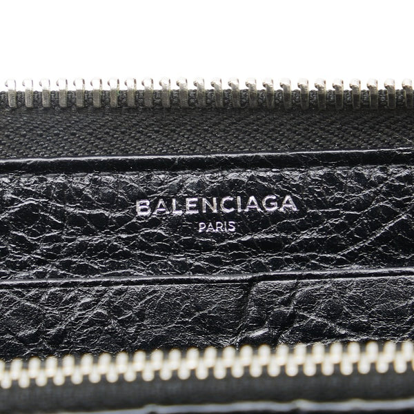 バレンシアガ 長財布 ラウンドファスナー 541996 ブラック シルバー レザー メンズ BALENCIAGA 【中古】