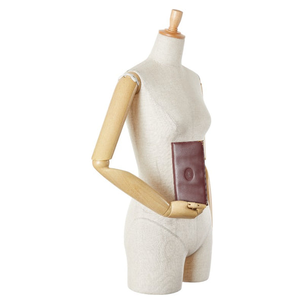 カルティエ マストライン 長財布 ワインレッド レザー レディース CARTIER 【中古】