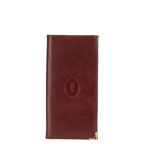 カルティエ マストライン 長財布 ワインレッド レザー レディース CARTIER 【中古】