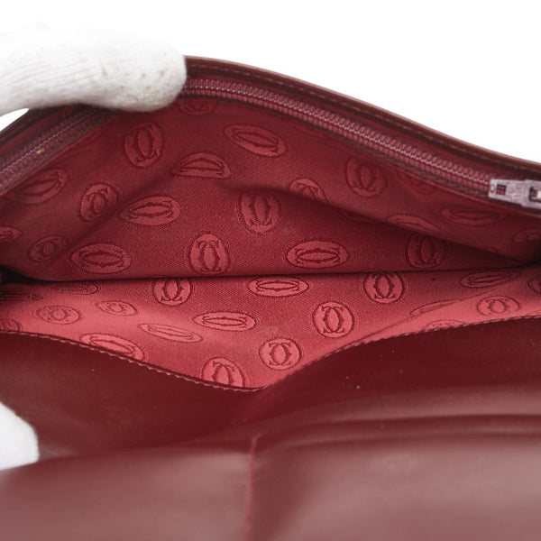 カルティエ マストライン 長財布 ワインレッド レザー レディース CARTIER 【中古】