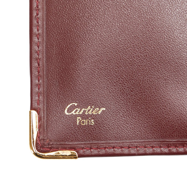 カルティエ マストライン 長財布 ワインレッド レザー レディース CARTIER 【中古】