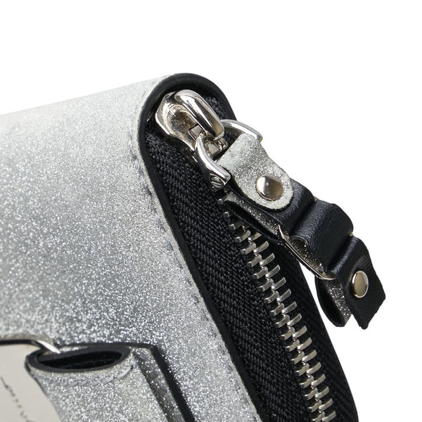 サルヴァトーレフェラガモ ヴァラリボン ラメ コインケース シルバー ブラック グリッターキャンバス レザー レディース Salvatore Ferragamo 【中古】