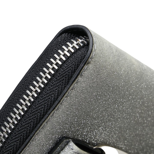 サルヴァトーレフェラガモ ヴァラリボン ラメ コインケース シルバー ブラック グリッターキャンバス レザー レディース Salvatore Ferragamo 【中古】