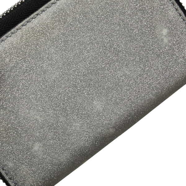 サルヴァトーレフェラガモ ヴァラリボン ラメ コインケース シルバー ブラック グリッターキャンバス レザー レディース Salvatore Ferragamo 【中古】