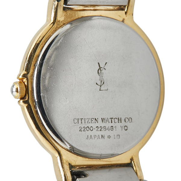 サンローラン 腕時計 クオーツ ゴールド文字盤 ステンレススチール メッキ レディース SAINT LAURENT 【中古】