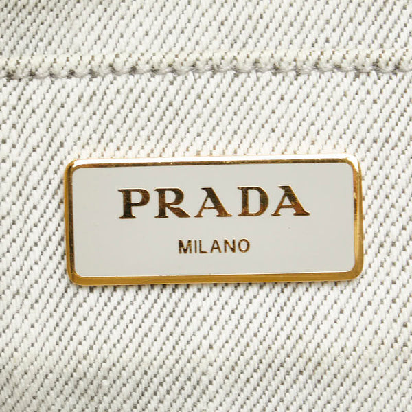 プラダ カナパ ハンドバッグ グレー キャンバス レディース PRADA 【中古】